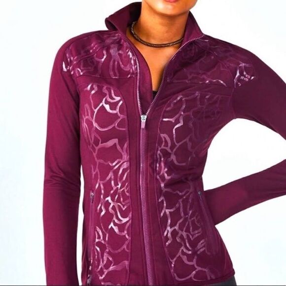Fabletics Jojo Full-Zip Vented Athleisure Jacket - Burgundy Rose - Picture 1 of 7
